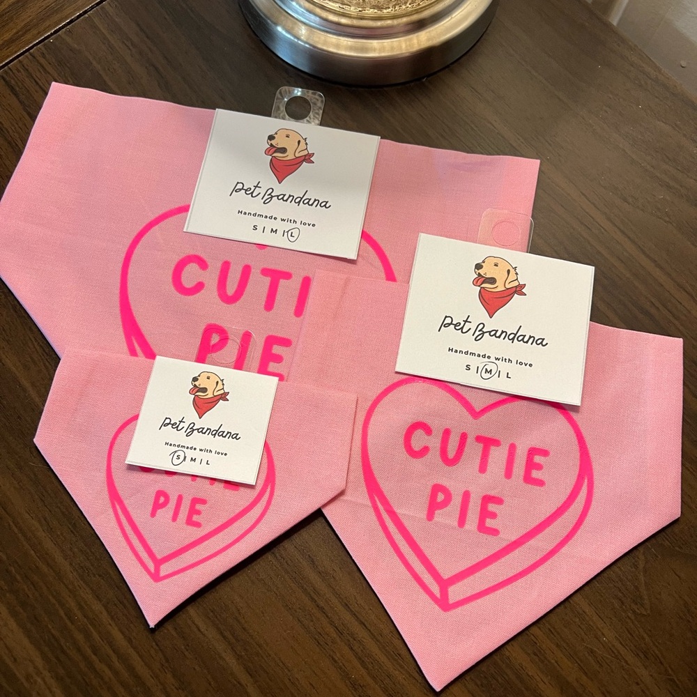 Pink Pet Bandana with Heart Design
